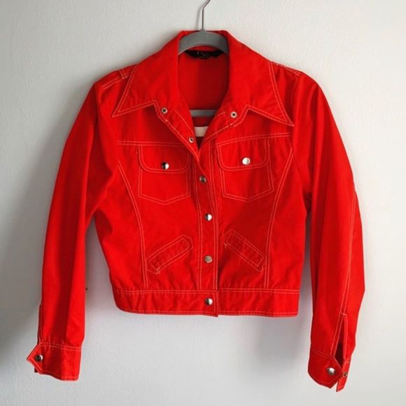 Vintage Jackets & Blazers - Vintage 1970s Curly Top red snap jacket Size Small